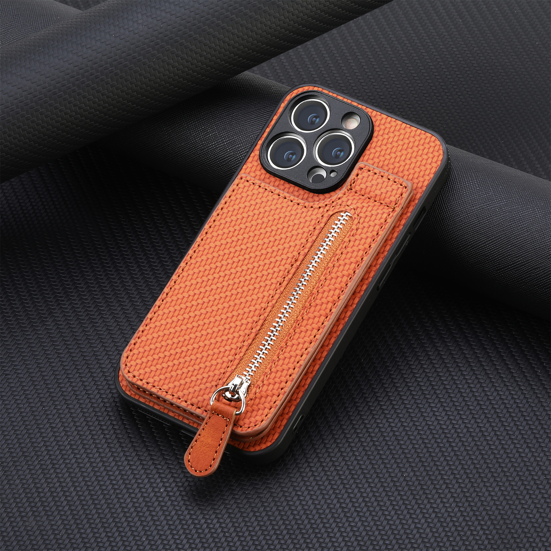 For iphone18 up-down opening card holder phone case wallet style stand zipper bag card slot Apple protective case