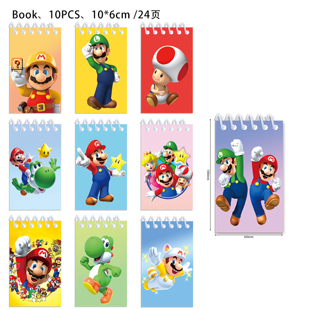 New Mario Theme Spiral Notebook Cartoon Notepad Student Portable Small Notebook Cartoon Notebook