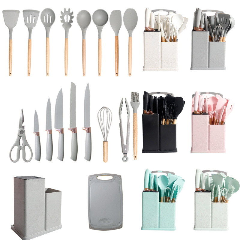 Silicone Spatula and Soup Spoon 19-Piece Set Non-Stick Silicone Spatula Multifunctional Silicone Kitchenware Knife Set