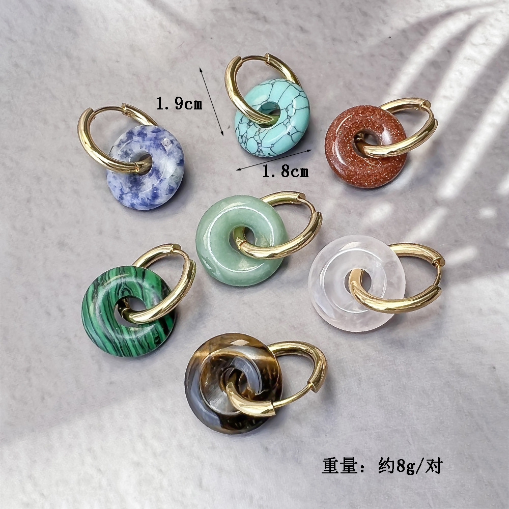 Stainless Steel and Natural Stone "Peace Knot" Hoop Earrings—Simple and Elegant Earrings