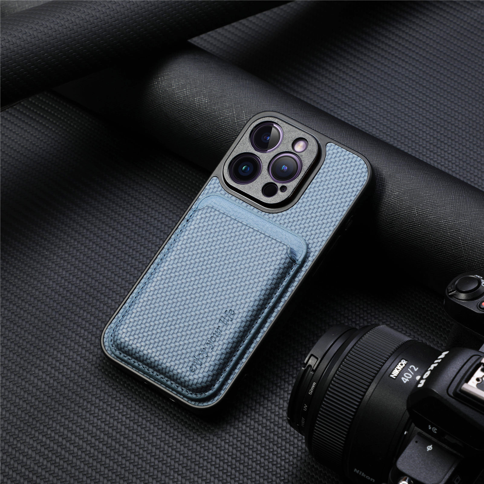 For iPhone18Pro phone case back sticker Magsafe magnetic card holder 17 fiber texture Apple 18 case