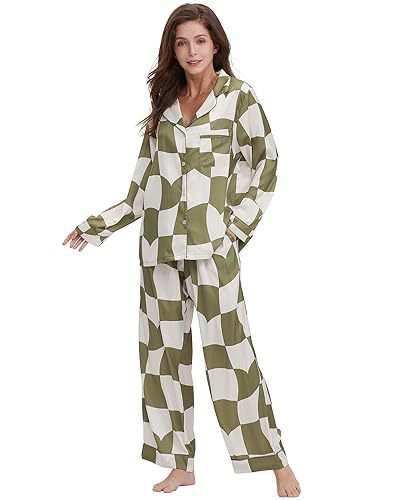2025 Summer New Cuban Collar Color Block Puzzle Print Long Sleeve Women's Set
