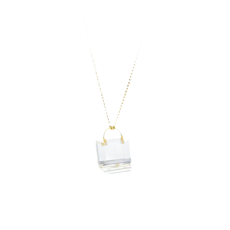 Simple Natural White Crystal Padlock S925 Sterling Silver Niche Necklace