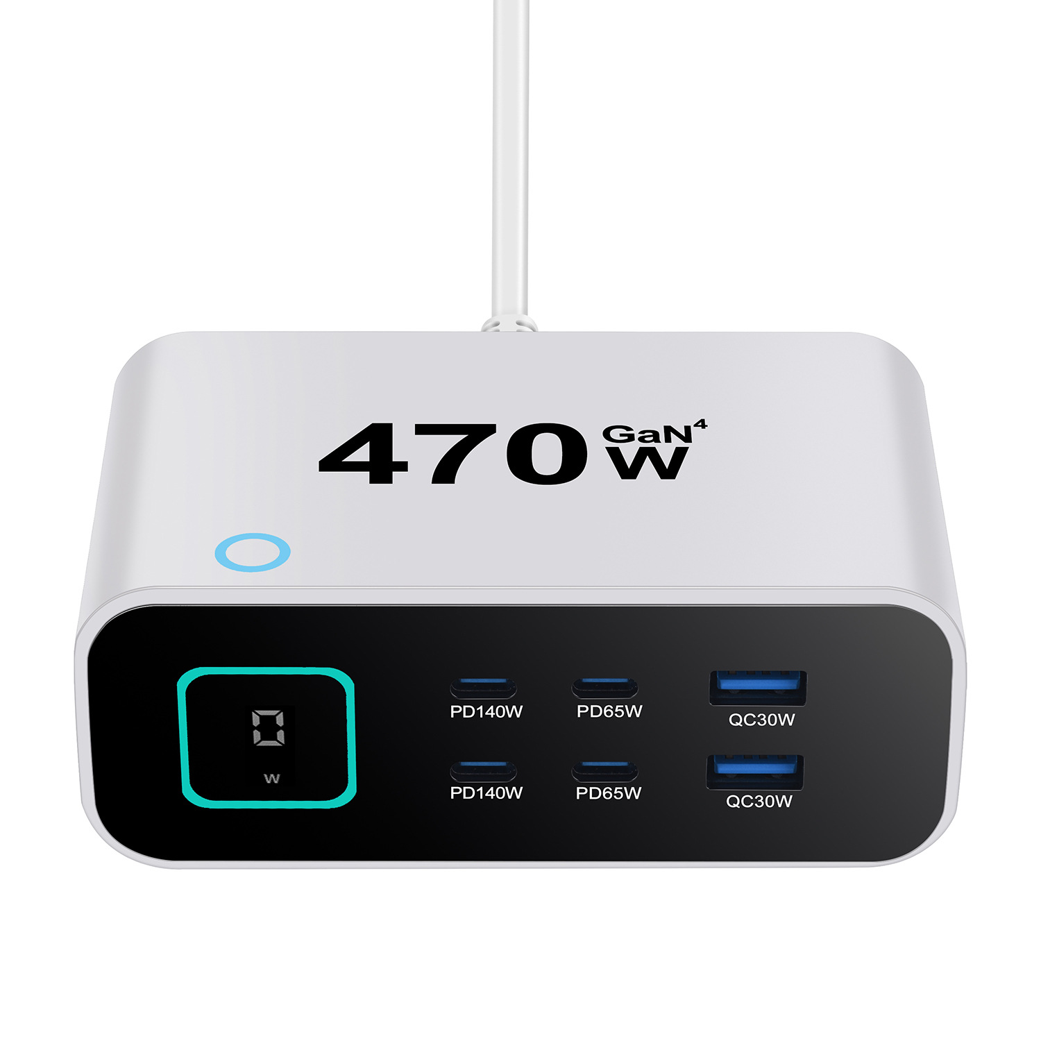 New TFT Display Desktop Charger Multi-Function Charger GaN PD3.1 Fast Charger 140W Multi-Port Fast Charger 470W