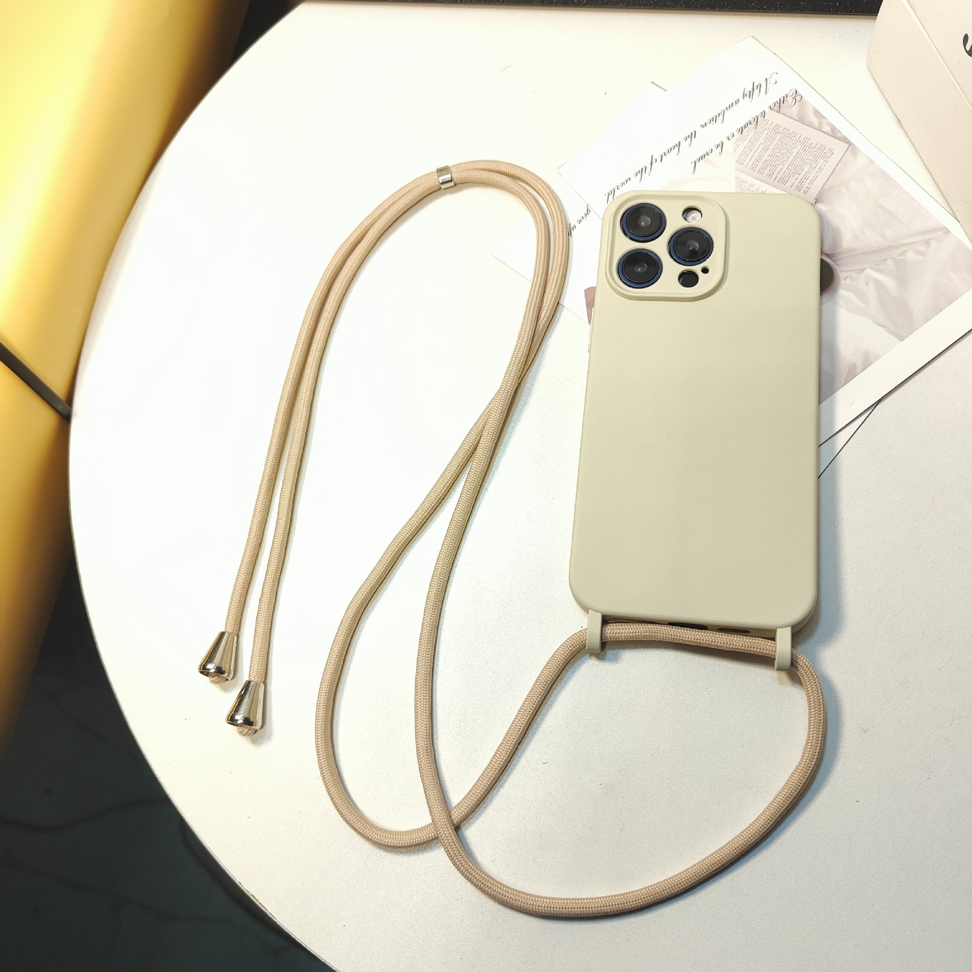 Liquid skin feel iPhone 16 phone case Apple 15 Pro Max adjustable diagonal lanyard 13/14 compatible