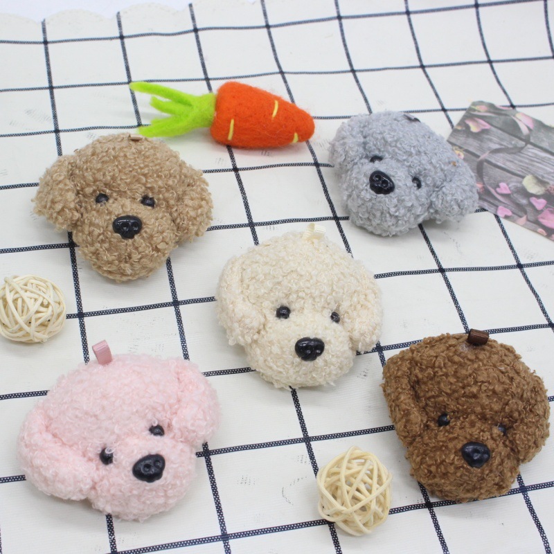 Cartoon Curly Dog Head Plush Decoration Gift Doll Plush Toy Dog Keychain Bag Charm