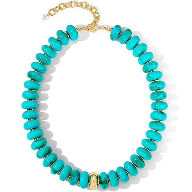 Colorful Resin Beaded Necklace Simple Dopamine Necklace Bohemian Collarbone Chain