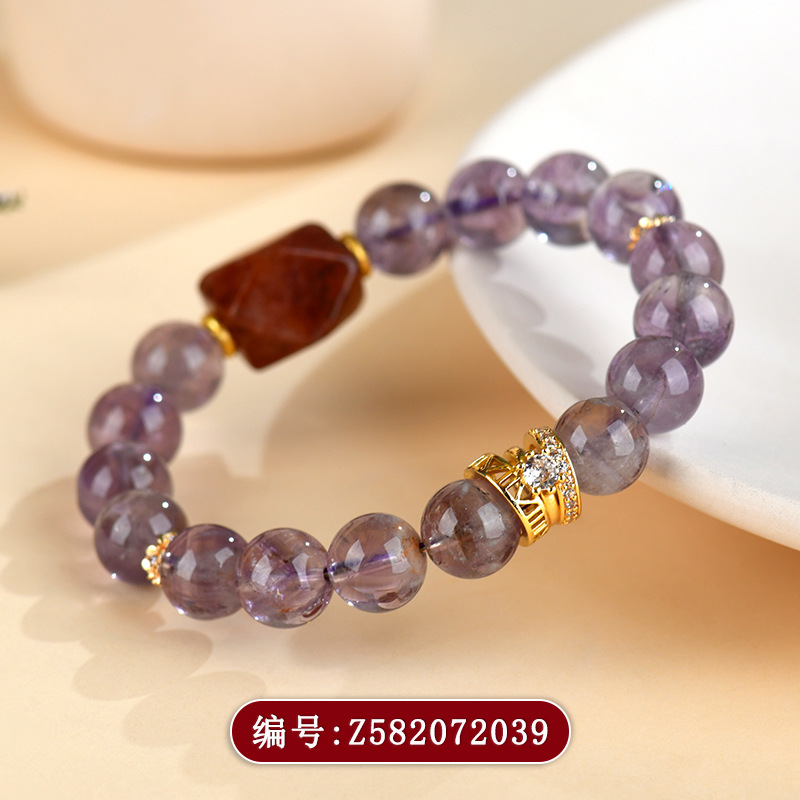 Z582紫水晶红胶花手链