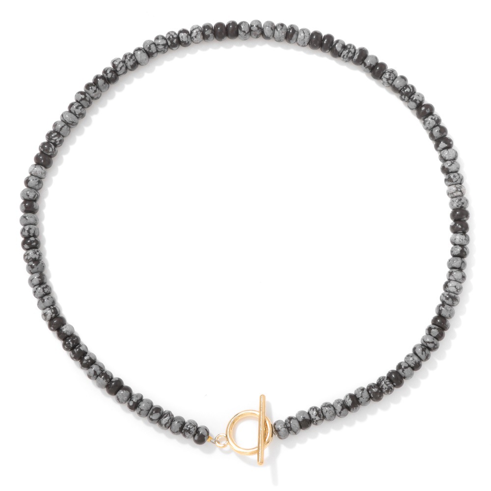 4*6 Abacus Bead Stone Beaded Necklace Women KC Gold OT Clavicle Chain Accessory