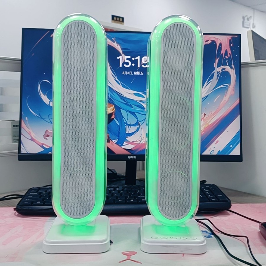 2.0 computer audio, 20W high power, can be equipped with adapter, RGB wired desktop speaker, Bluetooth 5.3 stereo