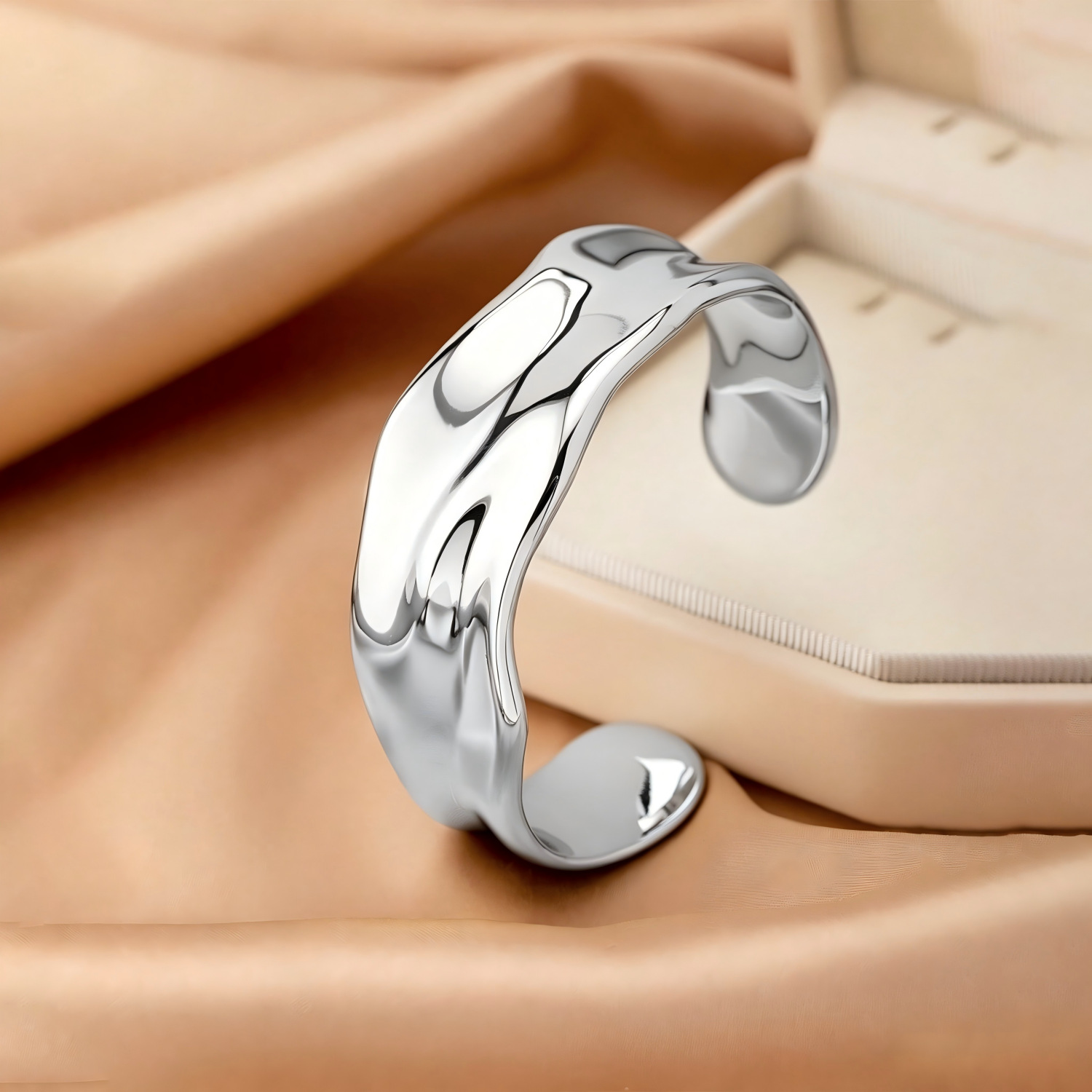 Exaggerated Geometric 3-Piece Bracelet Set Metal Irregular Open Bangle