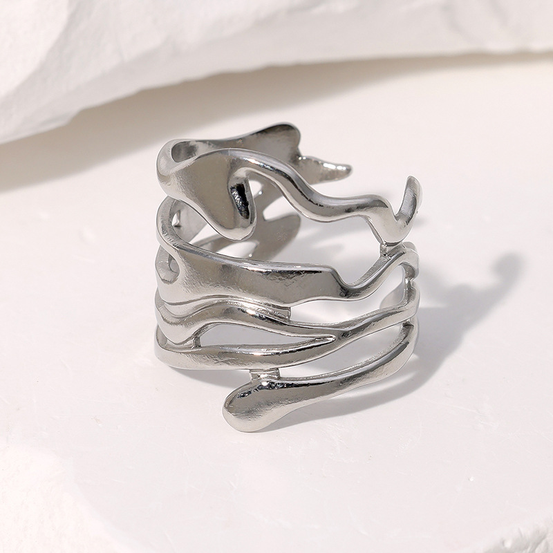 Stainless steel open ring 18K gold-plated simple titanium steel ring