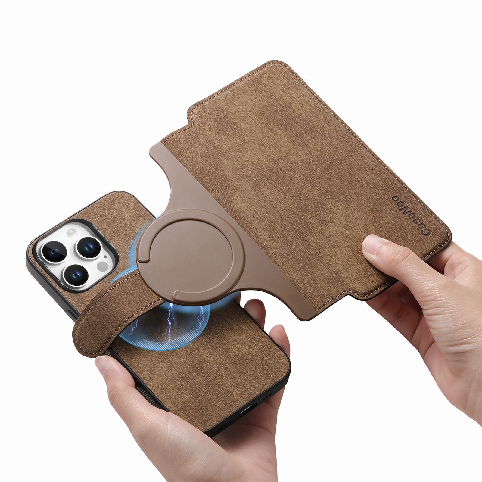 For Apple 18 Pro Max two-in-one magnetic phone case full coverage 17e anti-drop iPhone 18 protective leather case