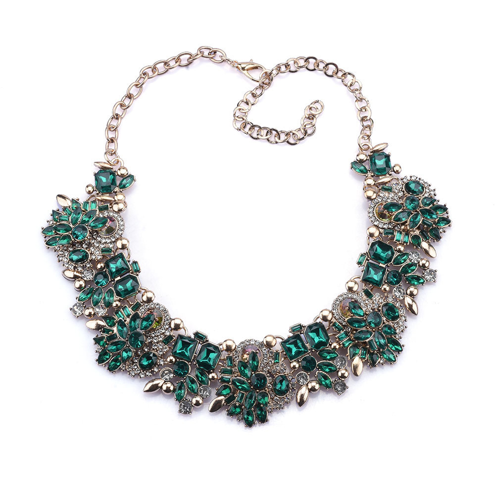 Short necklace women's jewelry full diamond exaggerated floral necklace clothing accessories