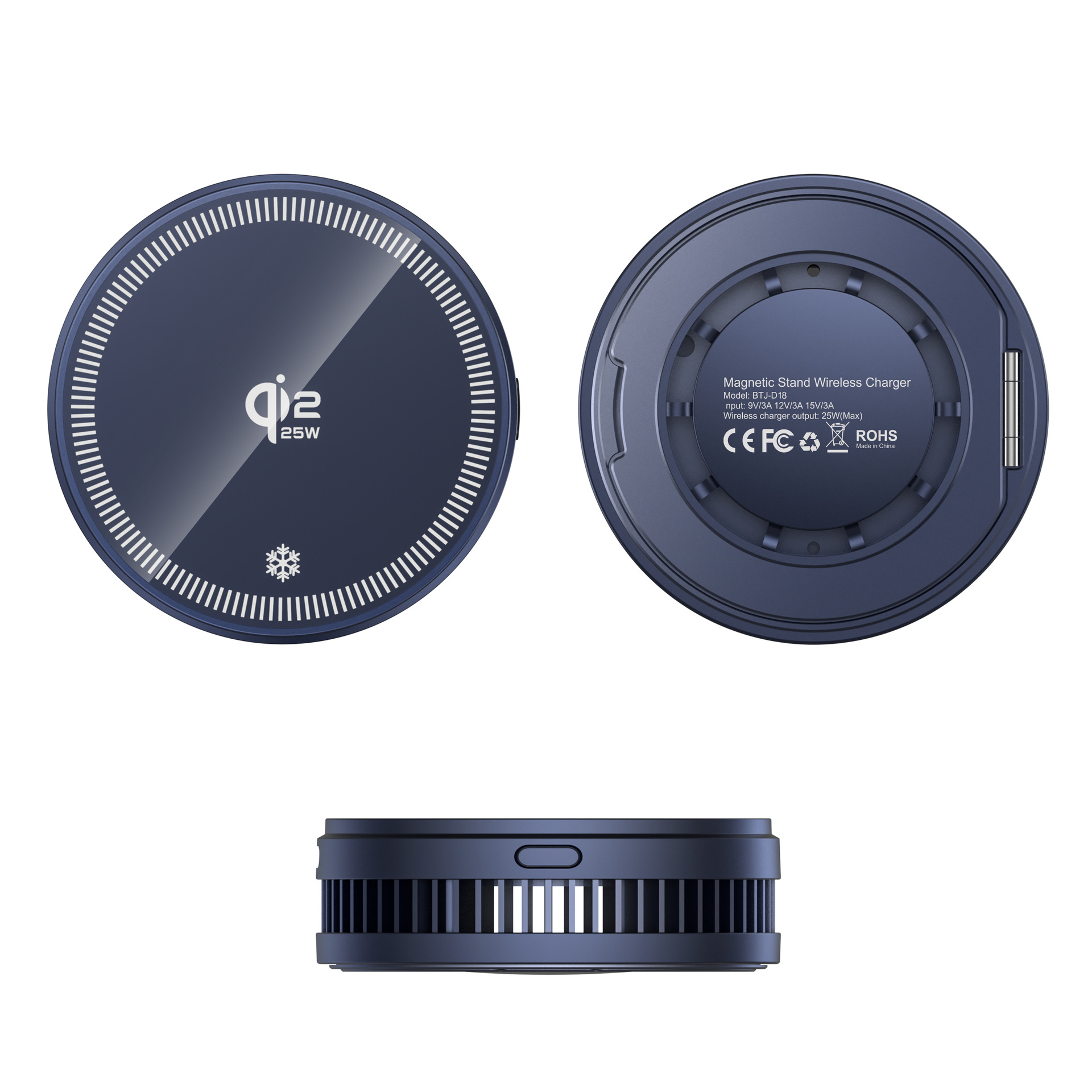 16°C Semiconductor Smart Cooling Fast Charging Compact Portable with Bracket Magnetic Wireless Charger + Phone Cooler