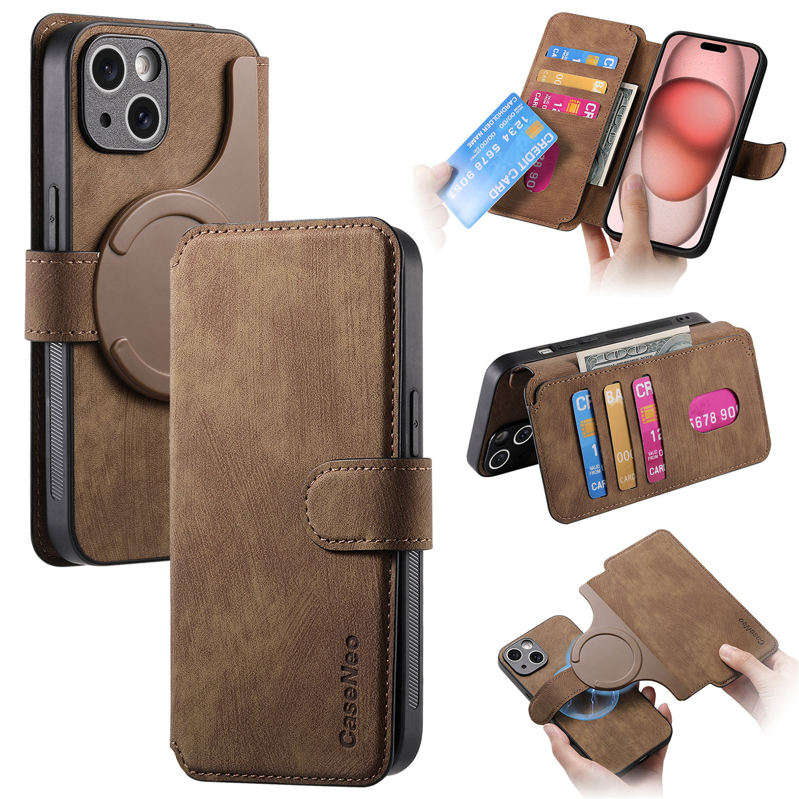 New magnetic detachable for Apple 18 phone case Magsafe strong magnetic iPhone18 flip leather case 14p case