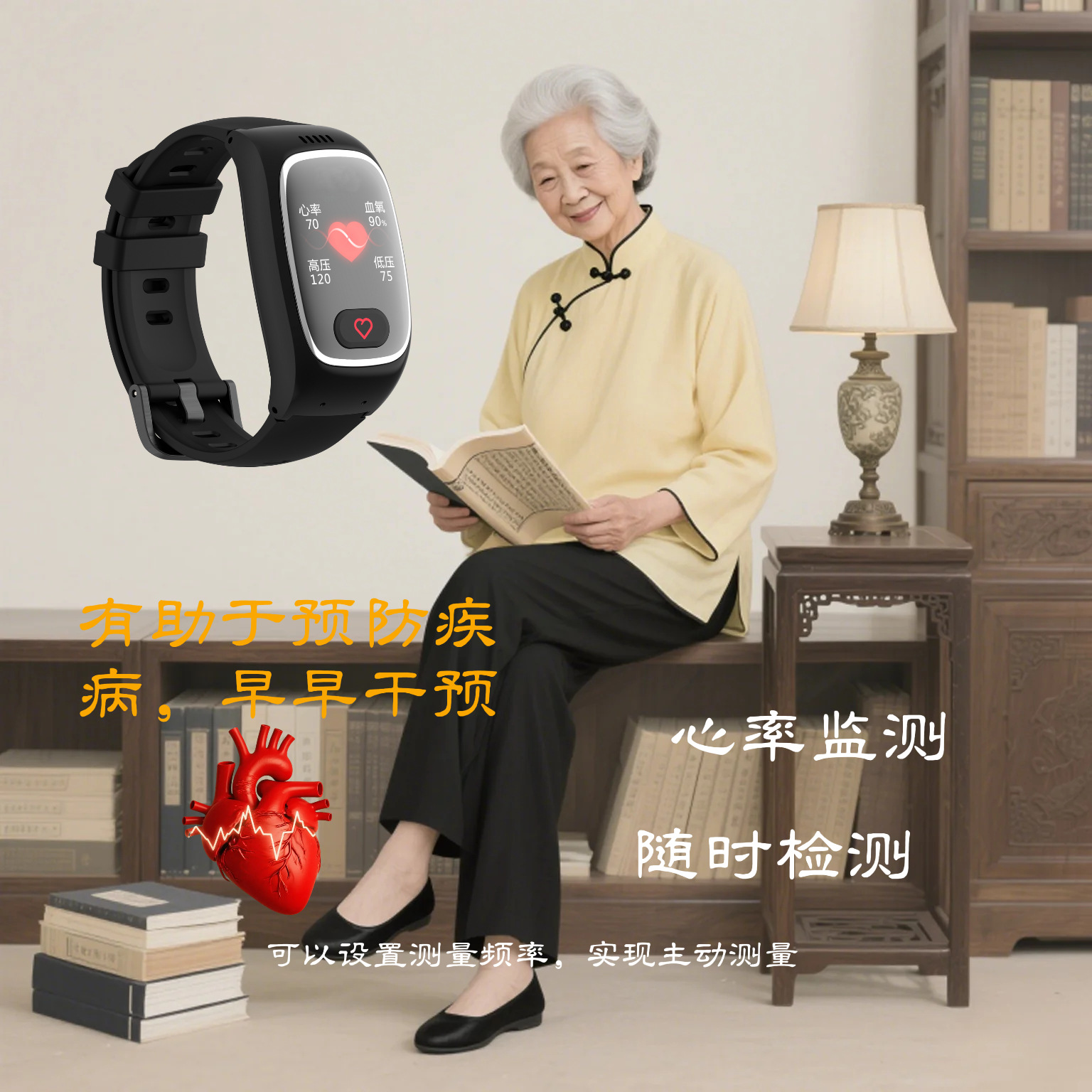 Elderly Positioning Bracelet GPS Positioning 4G Full Netcom Elderly Blood Pressure Heart Rate Smart Monitoring Smart Watch