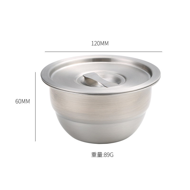 304 stainless steel steamed egg bowl with lid thickened stew bowl rice bowl soup bowl household baby food bowl food grade baby egg custard