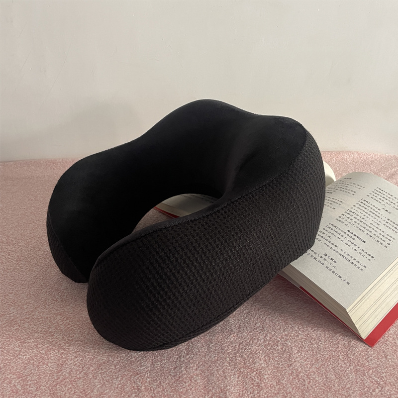 U-Shaped Pillow Memory Foam Slow Rebound Neck Protection Pillow Travel Neck Pillow Print Logo Grid Cloth Hump