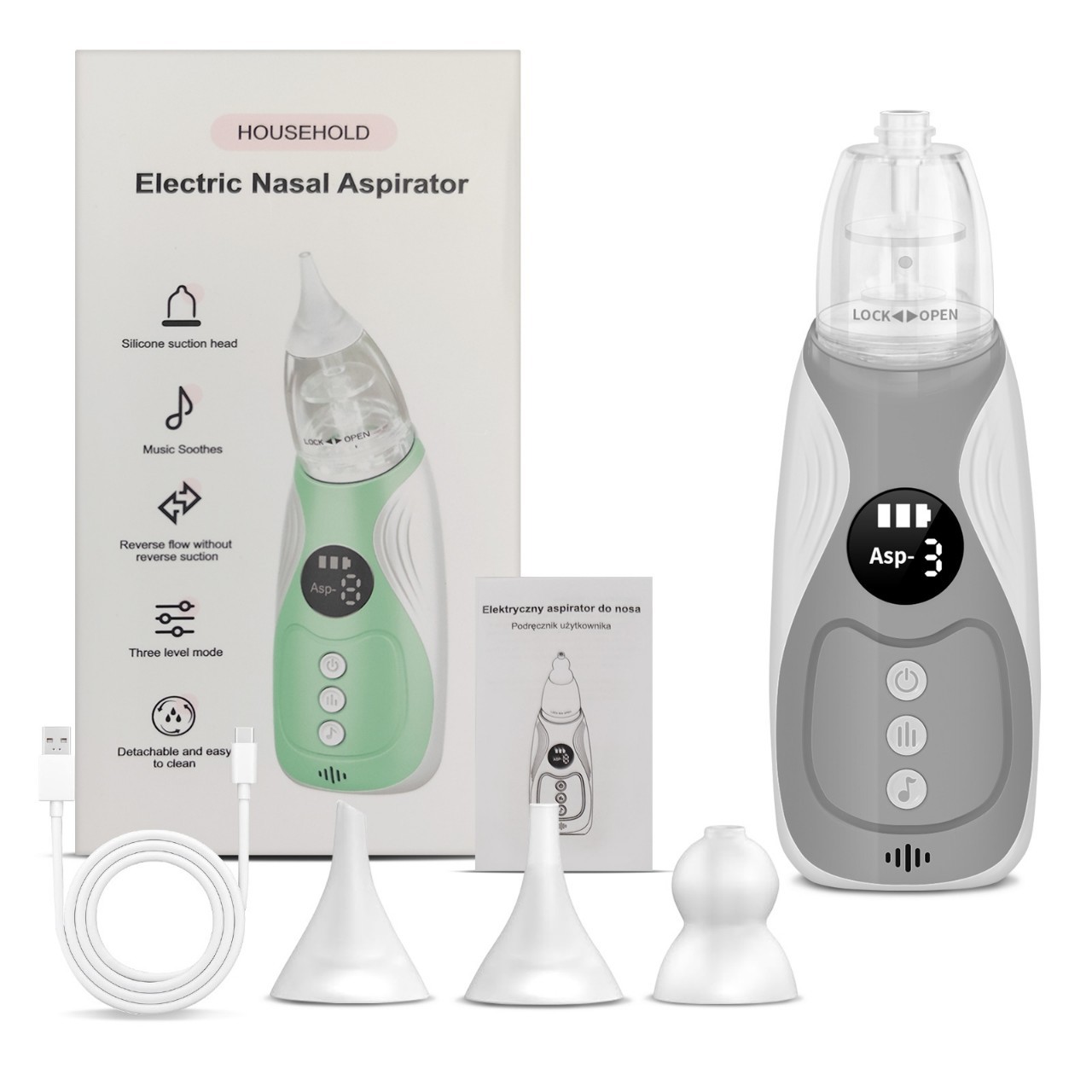New multifunctional household electric nasal aspirator baby infant nasal aspirator handheld children snot cleaning device
