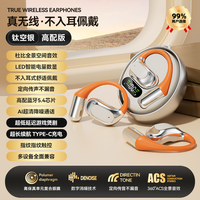2026 New Bluetooth Earphone Rotatable In-Ear Free Ear Hook Bluetooth Earphone Ultra Long Battery Life Huaqiangbei Private Mold
