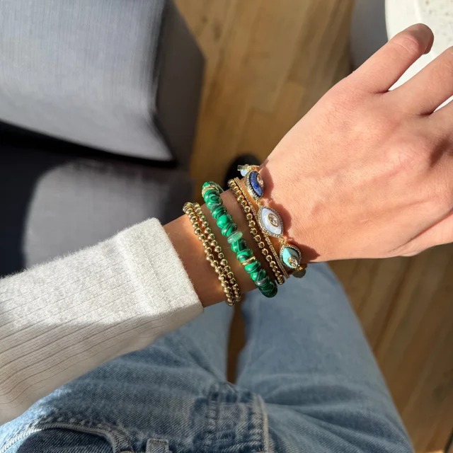 Evil Eye Diamond Inlay Bracelet Stacking Women's Hand Jewelry
