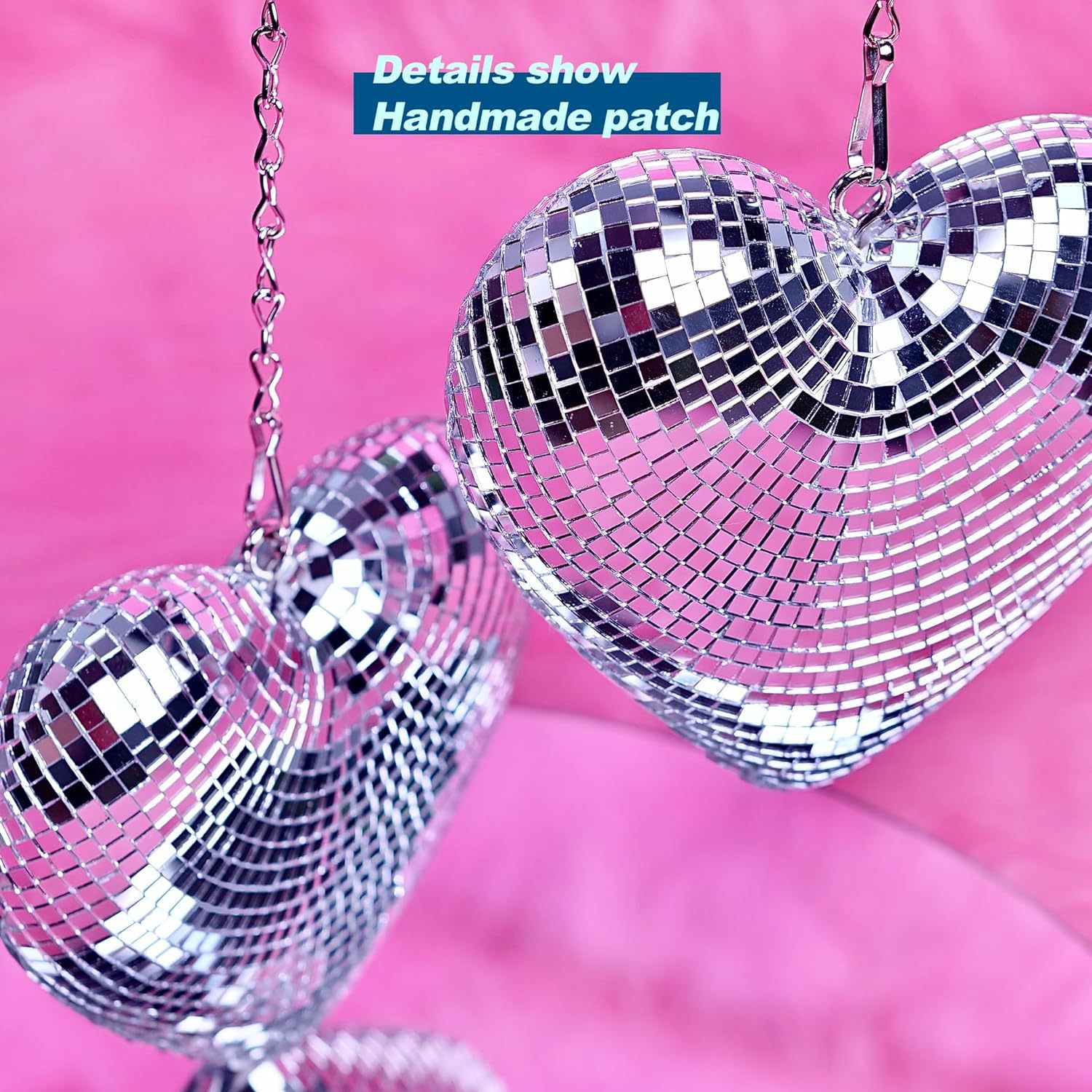 Chain Love Heart Disco Ball Disco Heart Glass Decoration Party Reflective Atmosphere Product Christmas