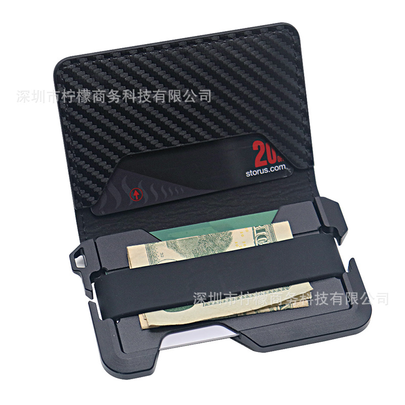 Aluminum Alloy Flip Leather Wallet RFID Anti-theft Shielding Money Clip Men's Wallet