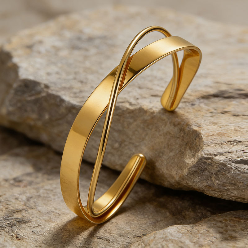 Open adjustable irregular geometric arm ring metal exaggerated cross bracelet arm bracelet