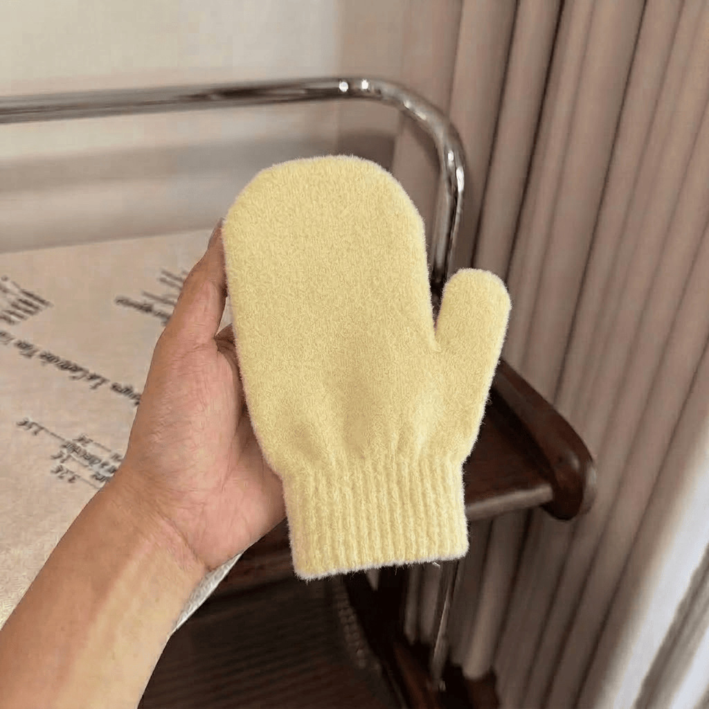 Winter Children's Crystal Velvet Warm Gloves Fleece-Lined Thickened Baby Full-Wrap Connected Anti-Scratch Gloves