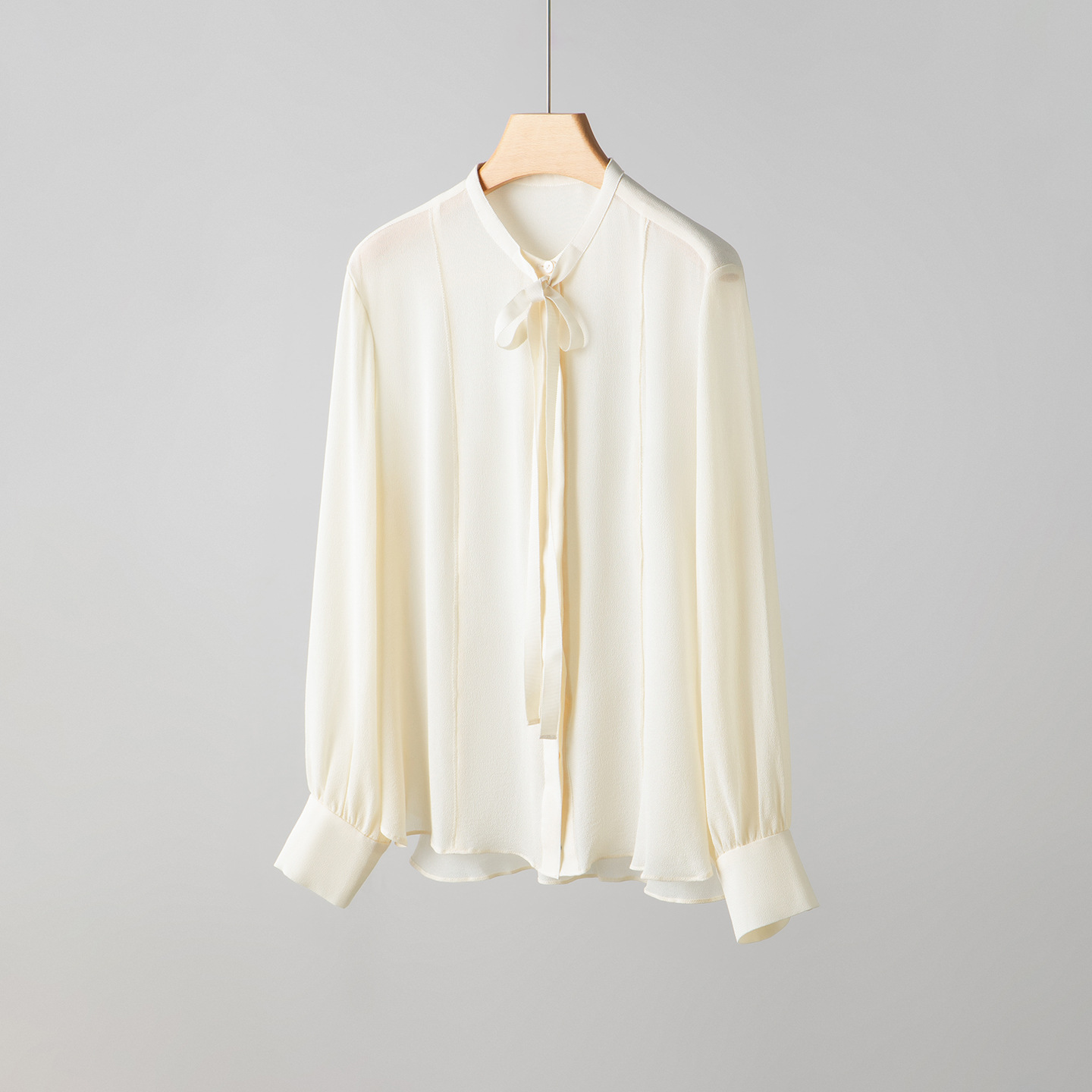 Spring New Heavyweight Silk Tie Blouse for Women Mulberry Silk Chanel Style Inner Wear Long Sleeve Commute Top