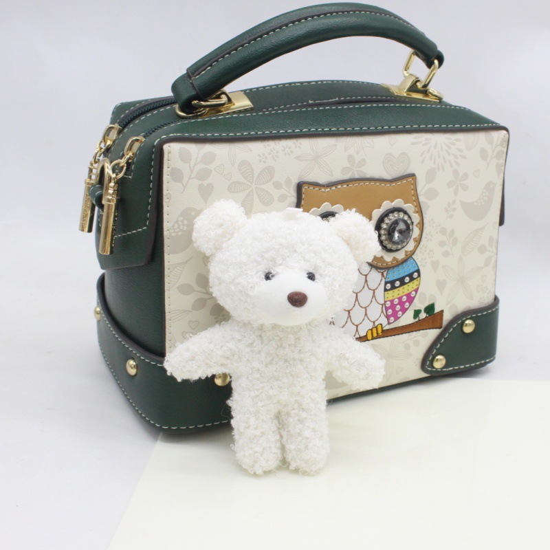 Conjoined Teddy Bear Plush Toy Keychain Bag Charm Cute Big Head Accessories Sweater Doll