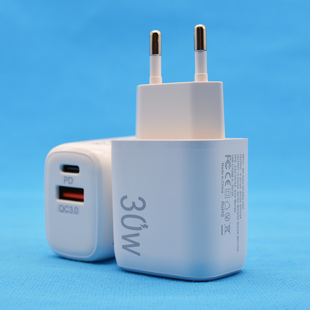 Dedicated PD30W Dual Port A+C Fast Charger Multi-Protocol European Standard Multi-Port Charger European Standard Fast Charging Head