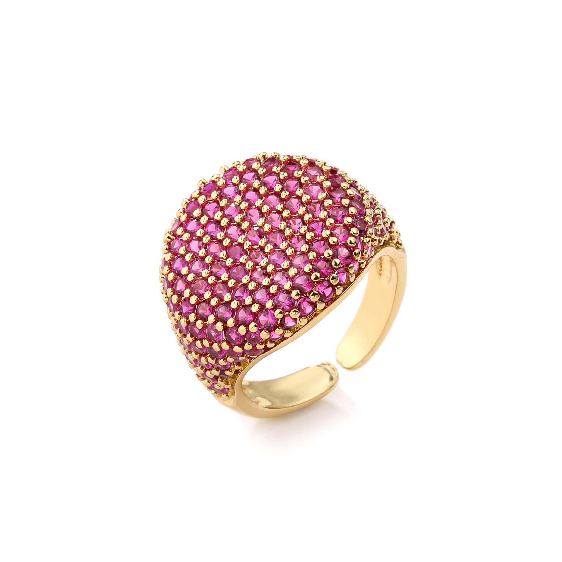HECHENG Jewelry Full Diamond Round Ring Open Geometric Zircon Ring 18K Gold Plated VJ337