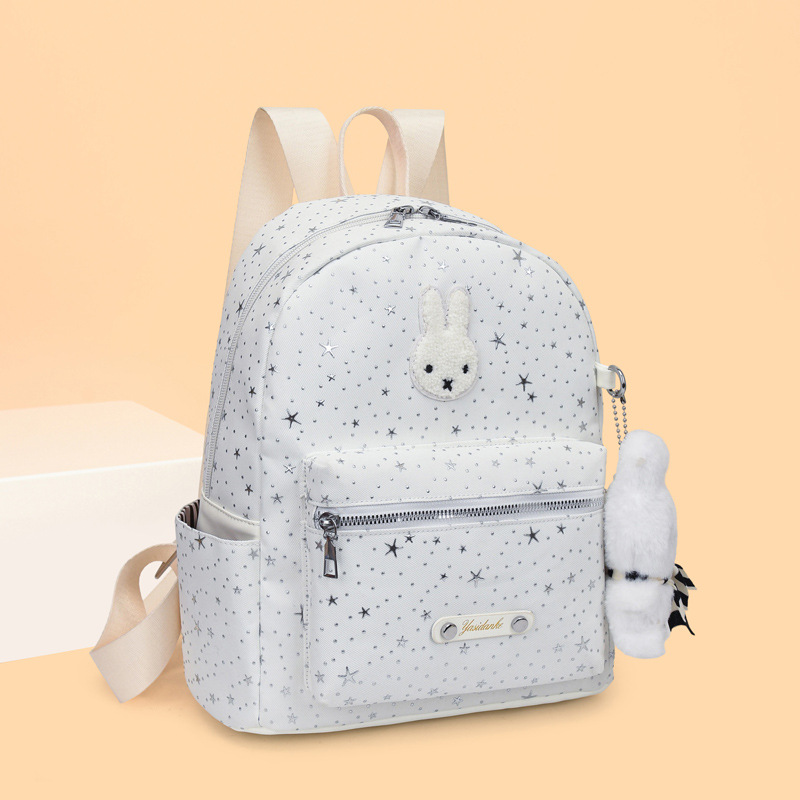 2026 New Spring Summer Cute Rabbit Backpack Women Niche Star Print Small Backpack Girl Schoolbag