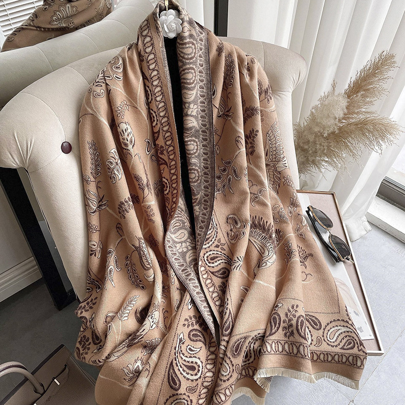 High-quality air-conditioned room shawl outer layer for women, summer office nap faux cashmere fringe warm scarf