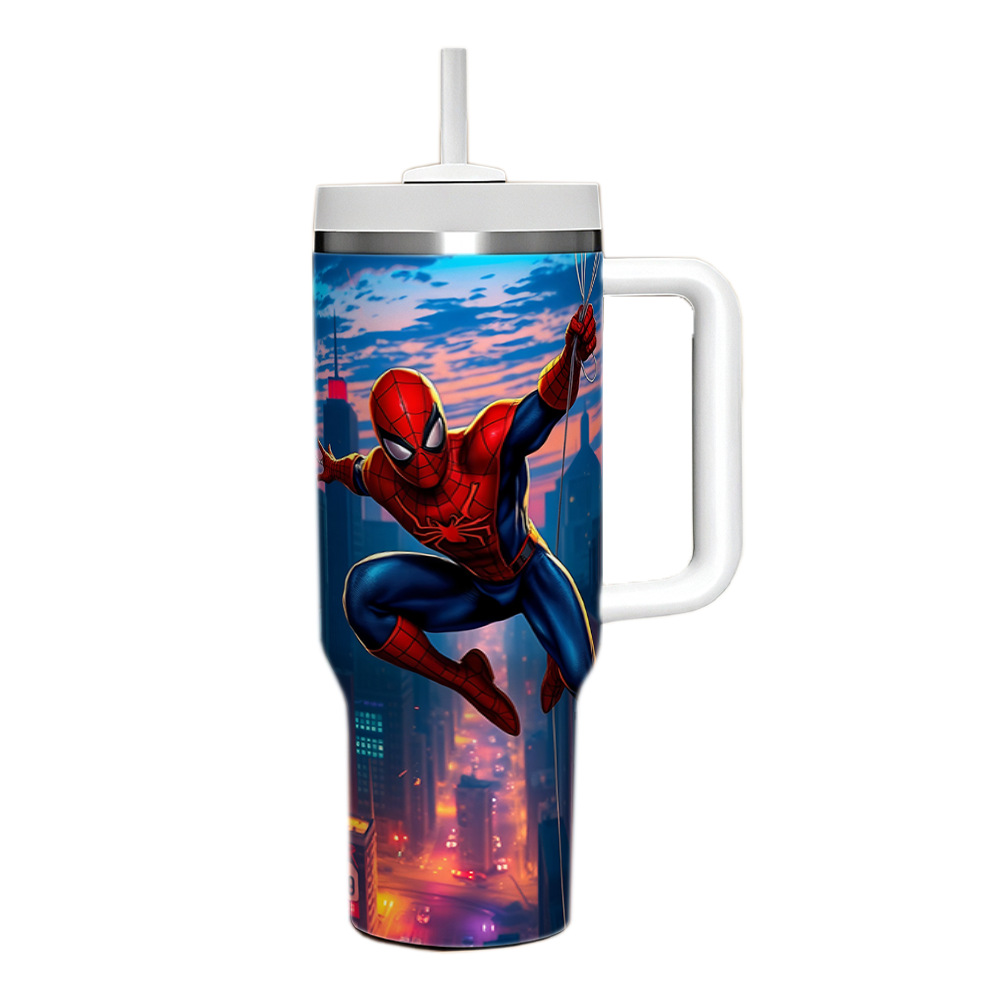Spider-Man 40OZ stainless steel thermal cup car cup with handle car ice霸 cup
