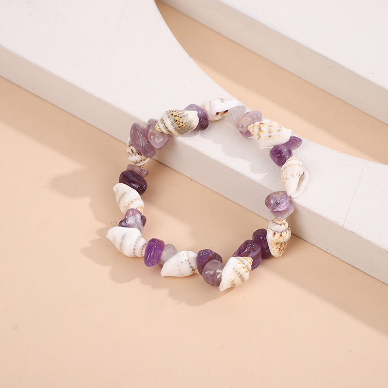 Rongshang Conch Bead Turquoise Bracelet Beach Starfish Pendant Shell Crystal Bead Bracelet Accessory