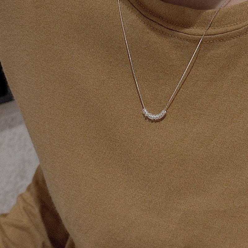 S925 sterling silver textured circle necklace collarbone chain