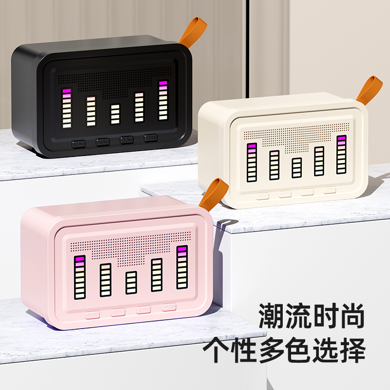 New Q8 Wireless Bluetooth Speaker Microphone Integrated RGB Atmosphere Light Outdoor Portable Home KTV Audio