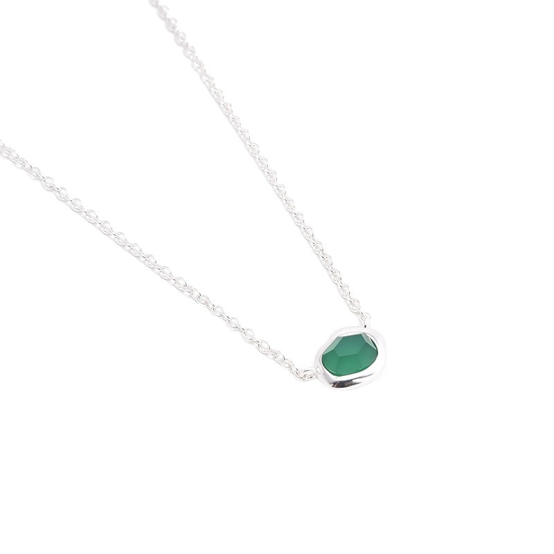 Monica Flowing Light Gemstone Necklace S925 Silver Gold-Plated Natural Agate Aquamarine Niche Necklace