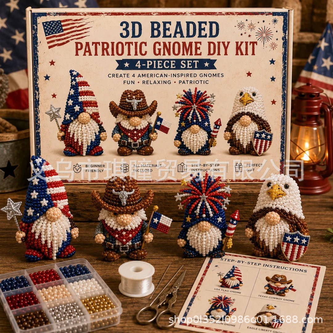 2026 3D Beaded Patriotic Gnome DIY Kit Beaded Wholesale