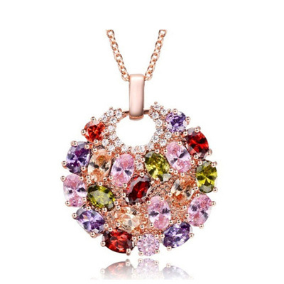 Colorful zirconia Mona Lisa series set, earrings, bracelet, necklace three-piece set, bridal wedding