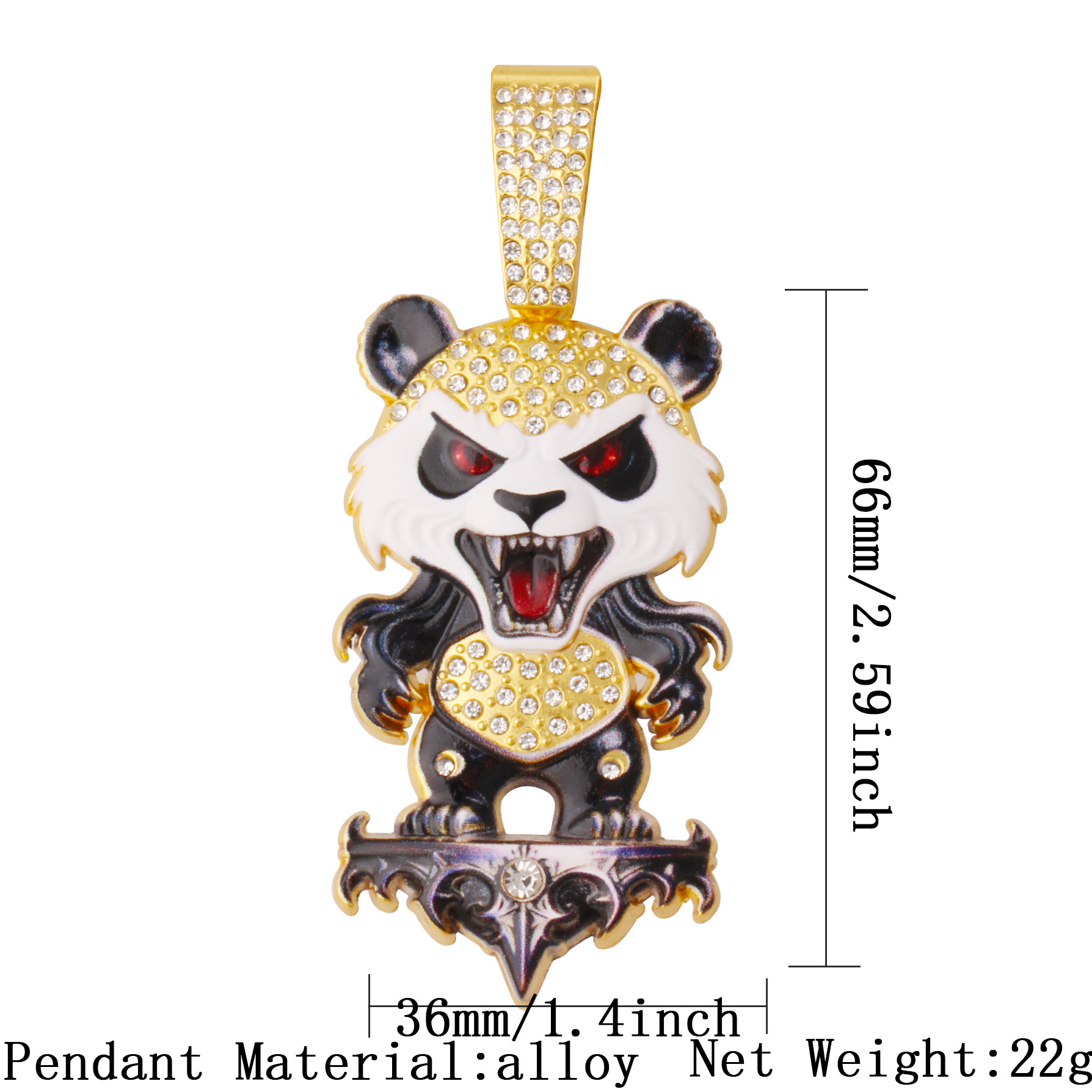 金色功夫暴熊吊坠