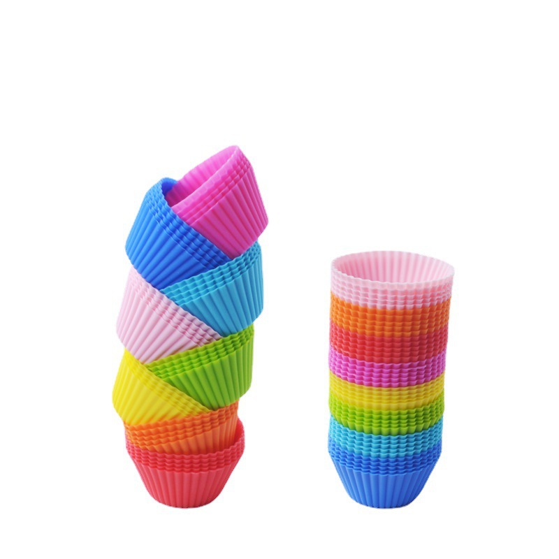 Silicone Muffin Cup Round 7cm Cake Cup Small Cake Mold 8 Colors Baking Muffin Cup
