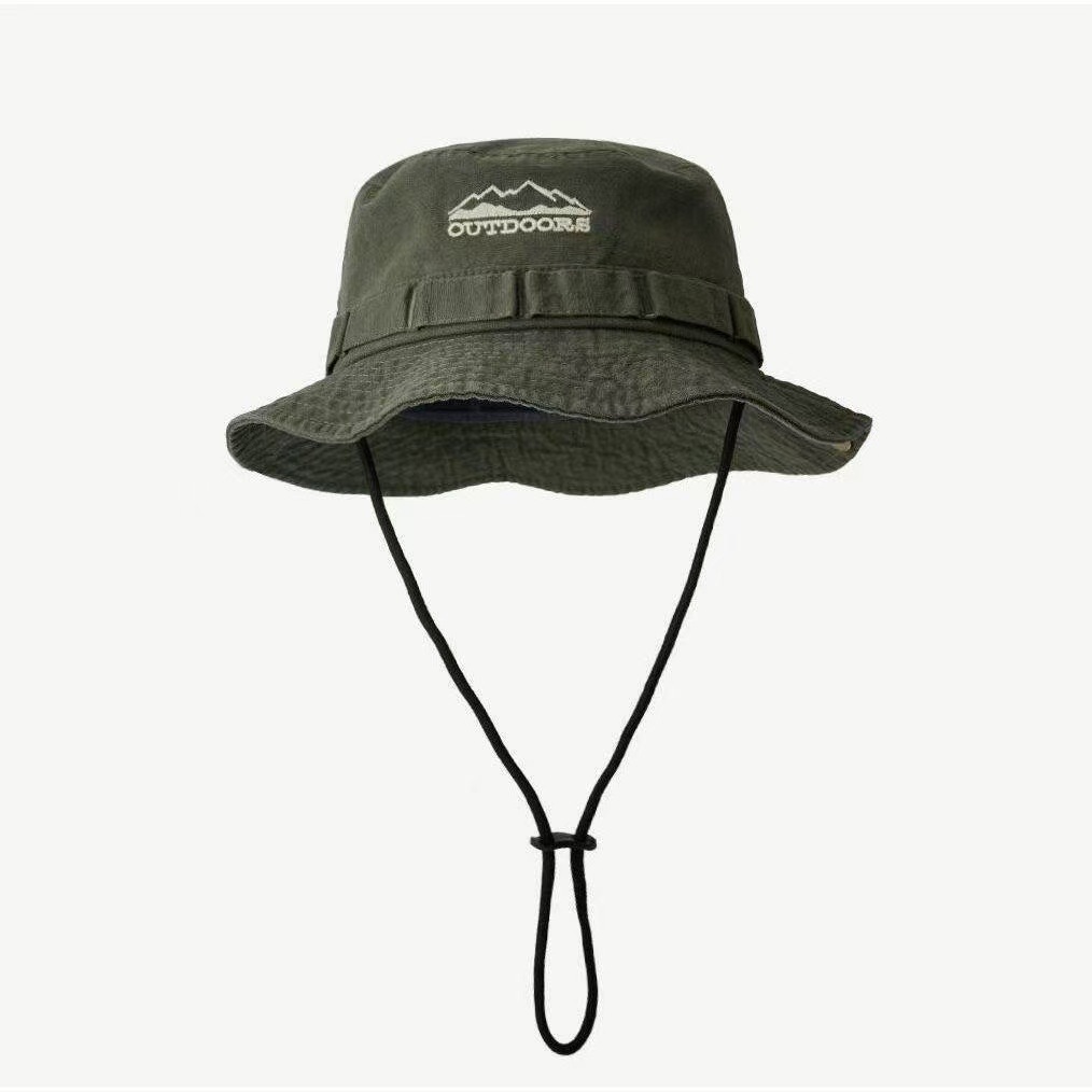 Summer New Outdoor Quick-Dry Hiking Hat for Women, Drawstring Sun Protection Fisherman Hat, Denim Hat, Face Slimming, Embroidered Basin Hat