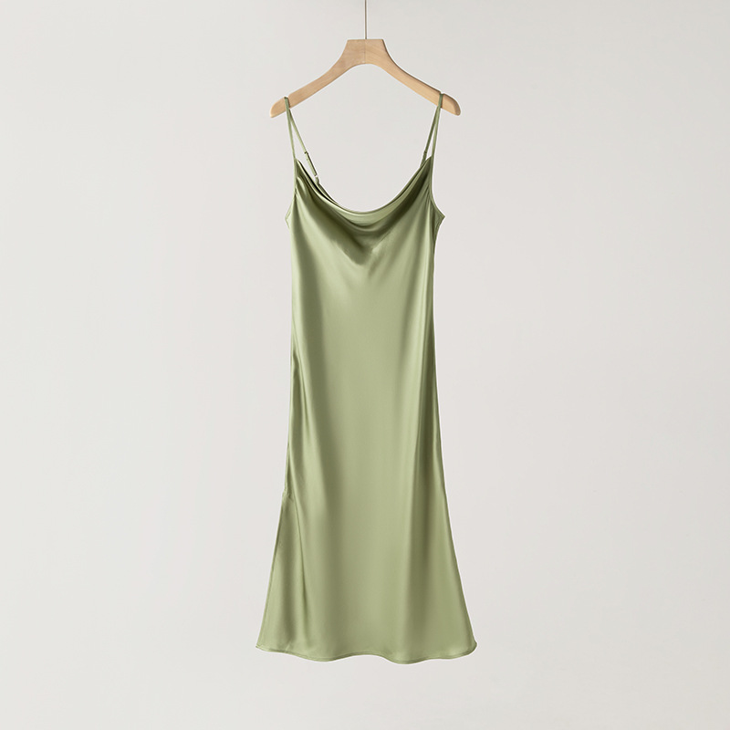 Summer Silk Camisole Dress for Women Cowl Neck Satin Dress Slim Fit Inner Wear Vest Dress
