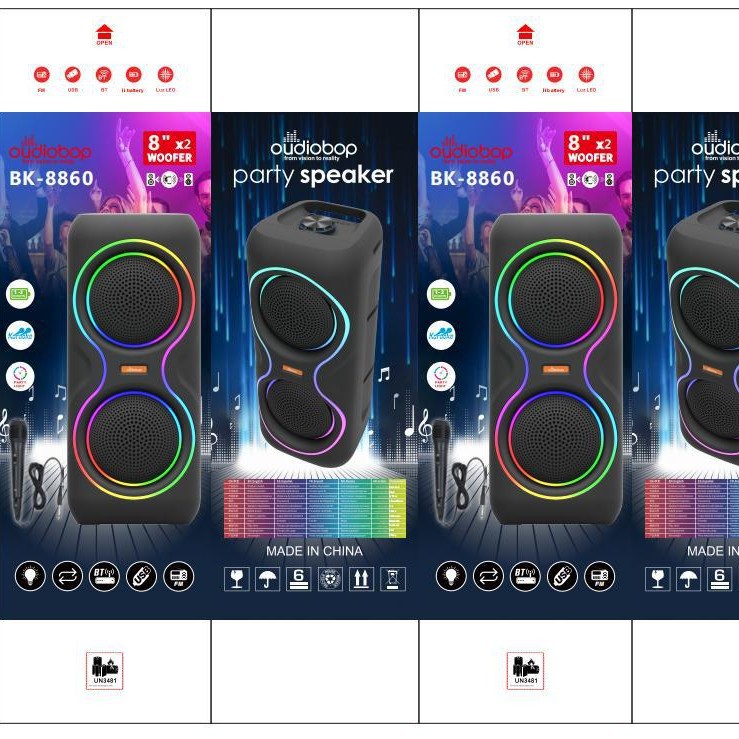 2026 New Dual 8-inch Colorful Bluetooth Speaker, Colorful Light/USB/FM/MIC/Knob/TWS Multifunctional