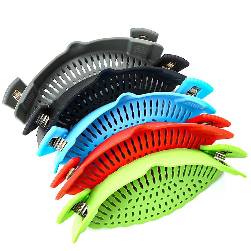 Household kitchen tool silicone pot edge drainer vegetable noodle strainer dish draining filter baffle