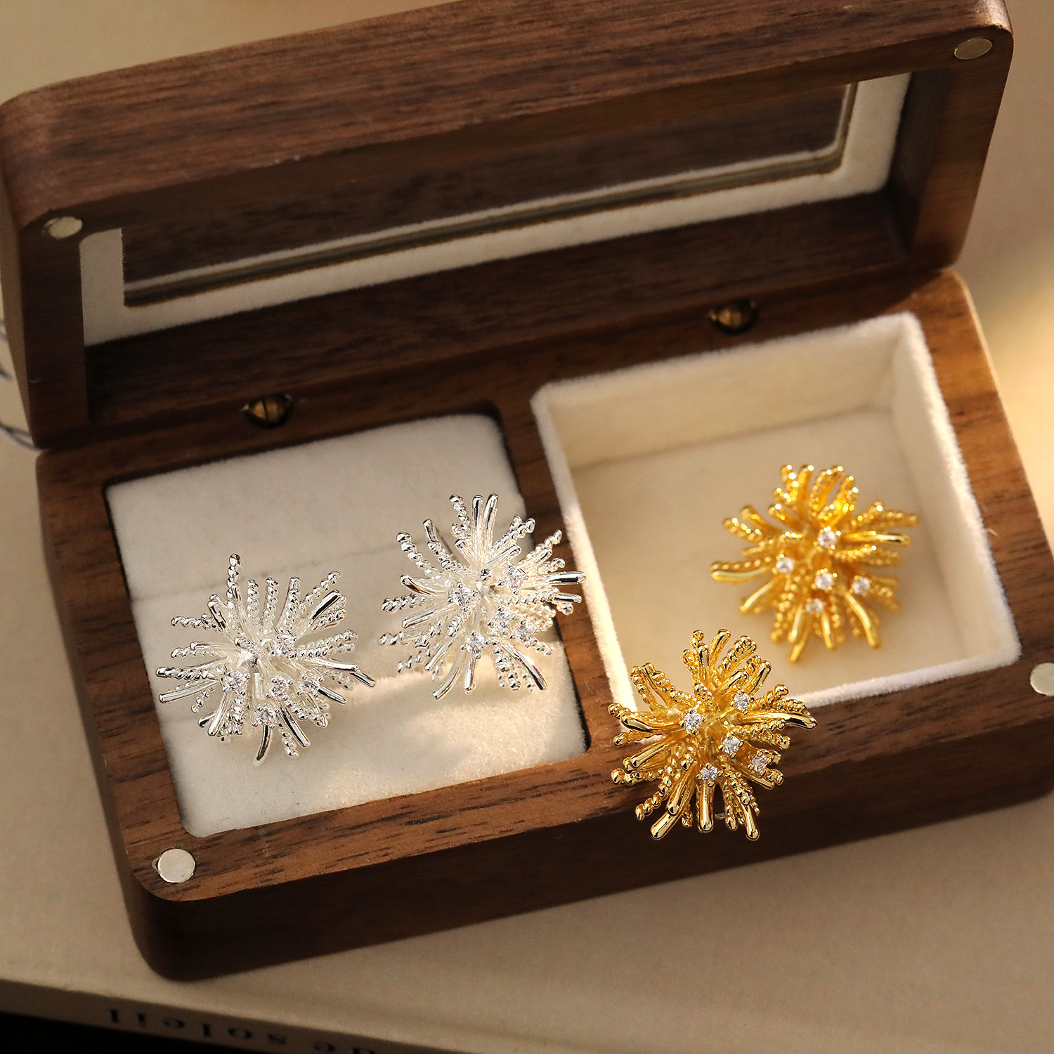 Exaggerated Dandelion Ear Studs Spring Summer Earrings Stunning Small Zircon Earrings